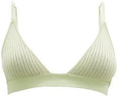 Willa Rib-knitted Silk Triangle Bra Top - Womens - Light Green