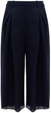 Sunway Single-pleated Silk Wide-leg Trousers - Womens - Navy