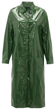 Point-collar Pvc Raincoat - Womens - Green