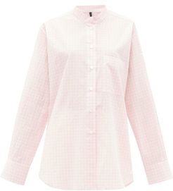 Graph-checked Tumbled Cotton-poplin Shirt - Womens - Light Pink