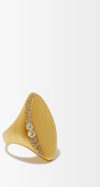 Adele Diamond & 18kt Gold Signet Ring - Womens - Gold