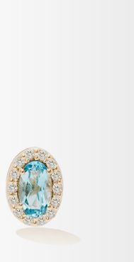 T Diamond, Topaz And 14kt Gold Single Earring - Womens - Blue