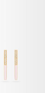 Linear Medium Diamond And 14kt Gold Earrings - Womens - Pink