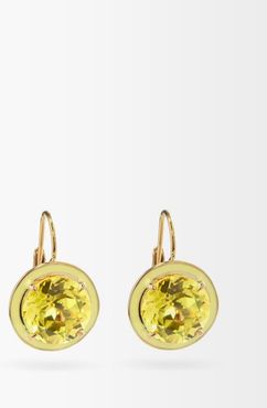 Lab-sapphire, Enamel & 14kt Gold Drop Earrings - Womens - Yellow