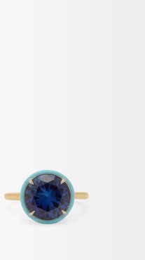 Lab-sapphire, Enamel & 14kt Gold Ring - Womens - Blue