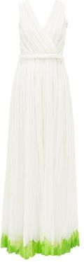 Goddess Painted-hem Cotton-blend Batiste Dress - Womens - White