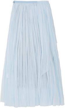 Crinkle-pleat Waterfall-panel Cotton-batiste Skirt - Womens - Blue