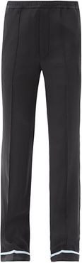 Piped-hem Silk-satin Trousers - Womens - Black