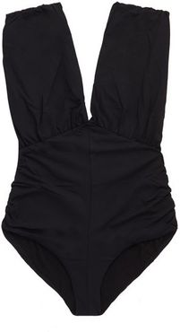 Monterey Plunge-neckline Ruched Swimsuit - Womens - Black