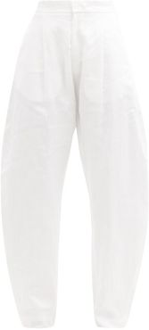 Sokol Linen Curved-leg Trousers - Womens - White