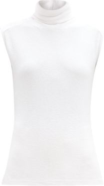 Roll-neck Cotton-blend Terry Top - Womens - White