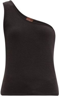One-shoulder Cotton-blend Terry Top - Womens - Black