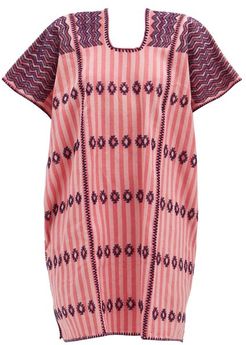 No.206 Embroidered Cotton Kaftan - Womens - Pink Print