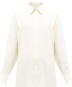 Oversized Silk-crepe Satin-back Shirt - Womens - Ivory