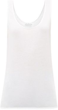 Scoop-neck Cotton-blend Jersey Tank Top - Womens - White