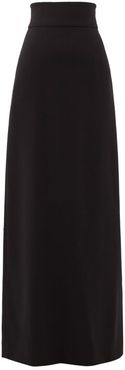 High-rise Wool-blend Tailored Maxi Skirt - Womens - Black