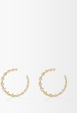 Crescent Diamond & 18kt Gold Hoops - Womens - Gold