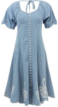 Madonna Phulman Striped Cotton Dress - Womens - Blue Stripe