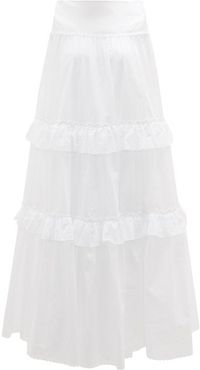Adrina Cotton Broderie-anglaise Maxi Skirt - Womens - White