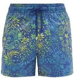 Moorise Floral-print Swim Shorts - Mens - Blue Multi