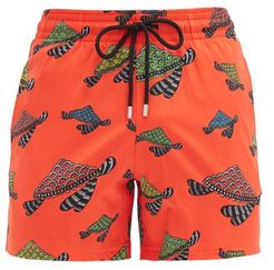 Moorise Turtle-print Swim Shorts - Mens - Orange Multi