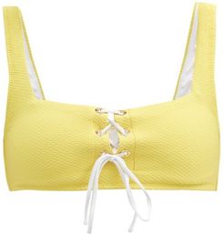 Cancun Lace-up Bikini Top - Womens - Yellow