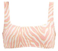 Zebra Stretch-jacquard Bikini Top - Womens - Pink Print