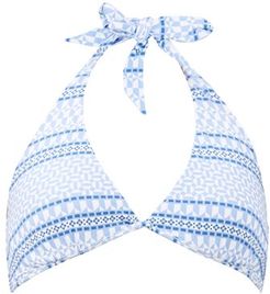 Malta Halterneck Mosaic-print Bikini Top - Womens - Blue Print