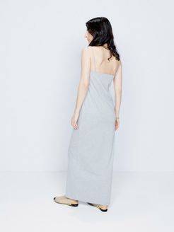 Square-neck Cotton-blend Jersey Slip Dress - Womens - Grey Marl
