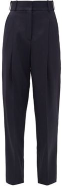 High-rise Twill Slim Trousers - Womens - Navy