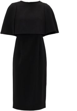 Cape-bodice Wool-crepe Dress - Womens - Black