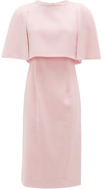 Cape-bodice Wool-crepe Dress - Womens - Light Pink