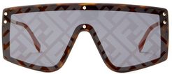 Ff-print Flat-top Metal Sunglasses - Womens - Multi