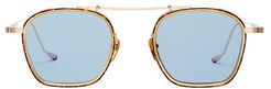 Baudelaire Top-bar Titanium Sunglasses - Mens - Blue