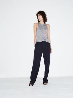 High-rise Wool Tailored Trousers - Womens - Navy