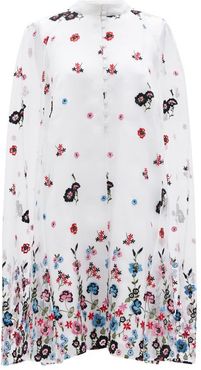 Caelyn Cape-back Floral-embroidered Organza Dress - Womens - White Multi