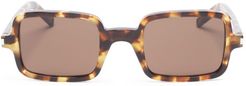 Logo-engraved Square Acetate Sunglasses - Mens - Brown