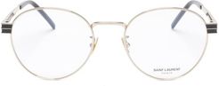 Logo-engraved Round Metal And Acetate Glasses - Mens - Clear