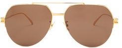 Aviator Metal Sunglasses - Mens - Brown