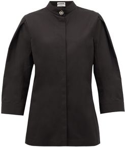 Saturday P.m. Band-collar Cotton Shirt - Womens - Black