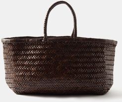 Triple Jump Large Woven-leather Basket Bag - Womens - Dark Brown
