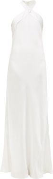 Monaco Halter-neck Silk-satin Gown - Womens - White