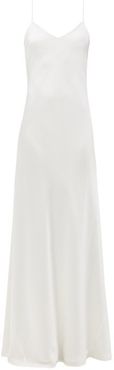 Malibu V-neck Satin Gown - Womens - White