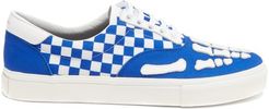 Skeleton And Checkerboard Cotton-canvas Trainers - Mens - Blue White