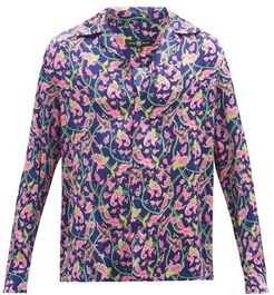 Floral-print Silk Shirt - Mens - Purple Multi