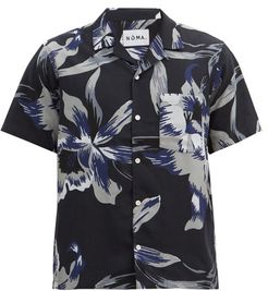 Floral-print Poplin Shirt - Mens - Grey