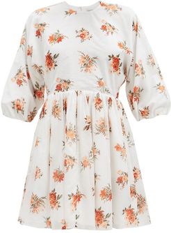 Molly Floral-print Cotton-poplin Dress - Womens - White Print