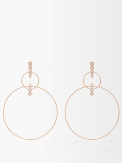 Double Hoop Diamond & 18kt Rose Gold Earrings - Womens - Rose Gold