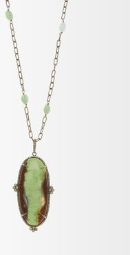 Earth Tone Diamond, Chrysoprase & Silver Necklace - Womens - Multi