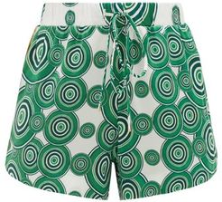 Nadia Maze-print Silk Shorts - Womens - Green Multi